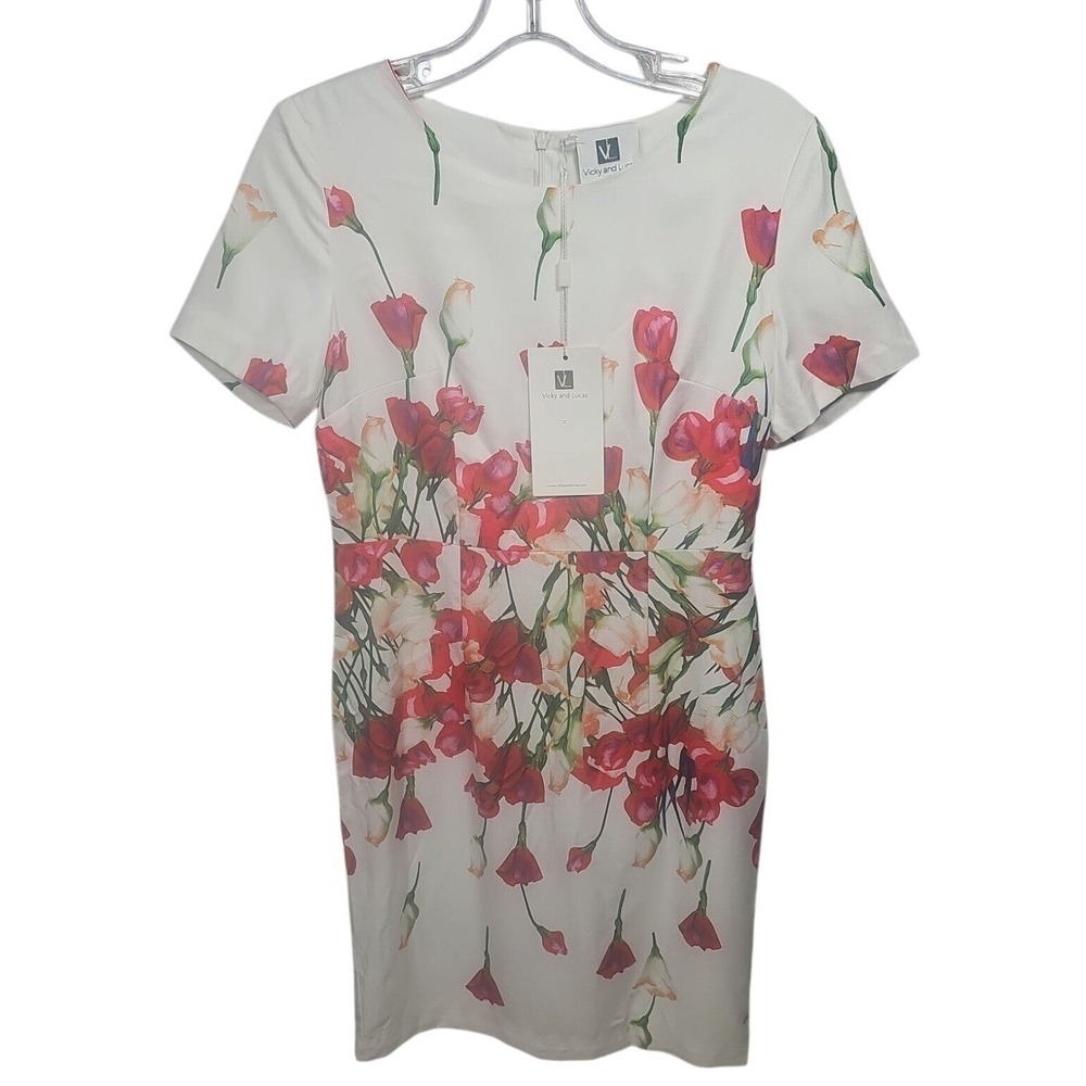 Antrophology Vicky and Lucas Floral‎ Sheath Dress Tulip Print Career Party S NWT